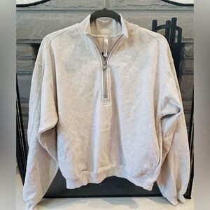 Fabletics Forever Fleece 1/2 Zip Sweatshirt – Soft Grey – Size Medium